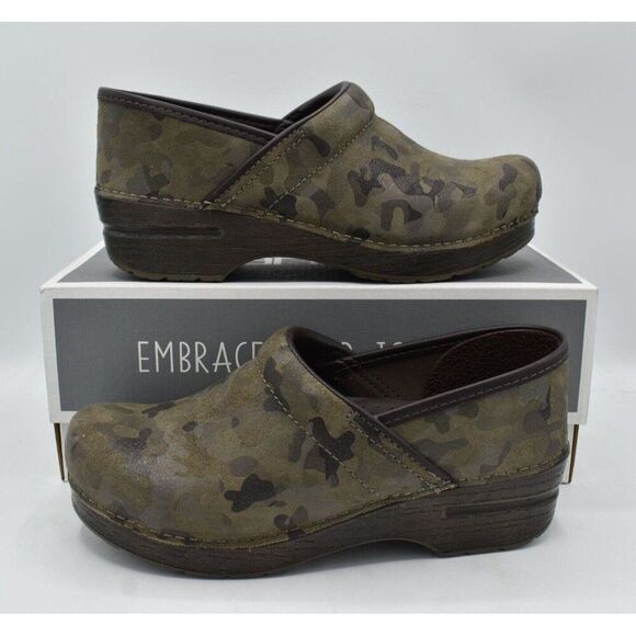 Dansko Womens Size EU 38 US 7.5-8 Camo Camouflage Suede Professional Clogs Shoes - Picture 9 of 12